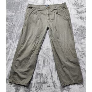 Vintage NorthCrest Pants Mens XXL Green Khaki Pleated Chino Classic Preppy